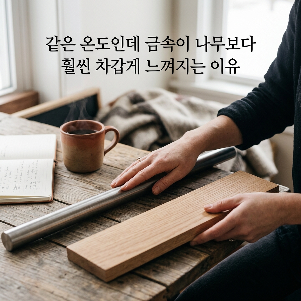 ai thumbnail photography 같은 온도인데 금속이 나무보다 훨씬 차갑게 느껴지는 이유 1788421020